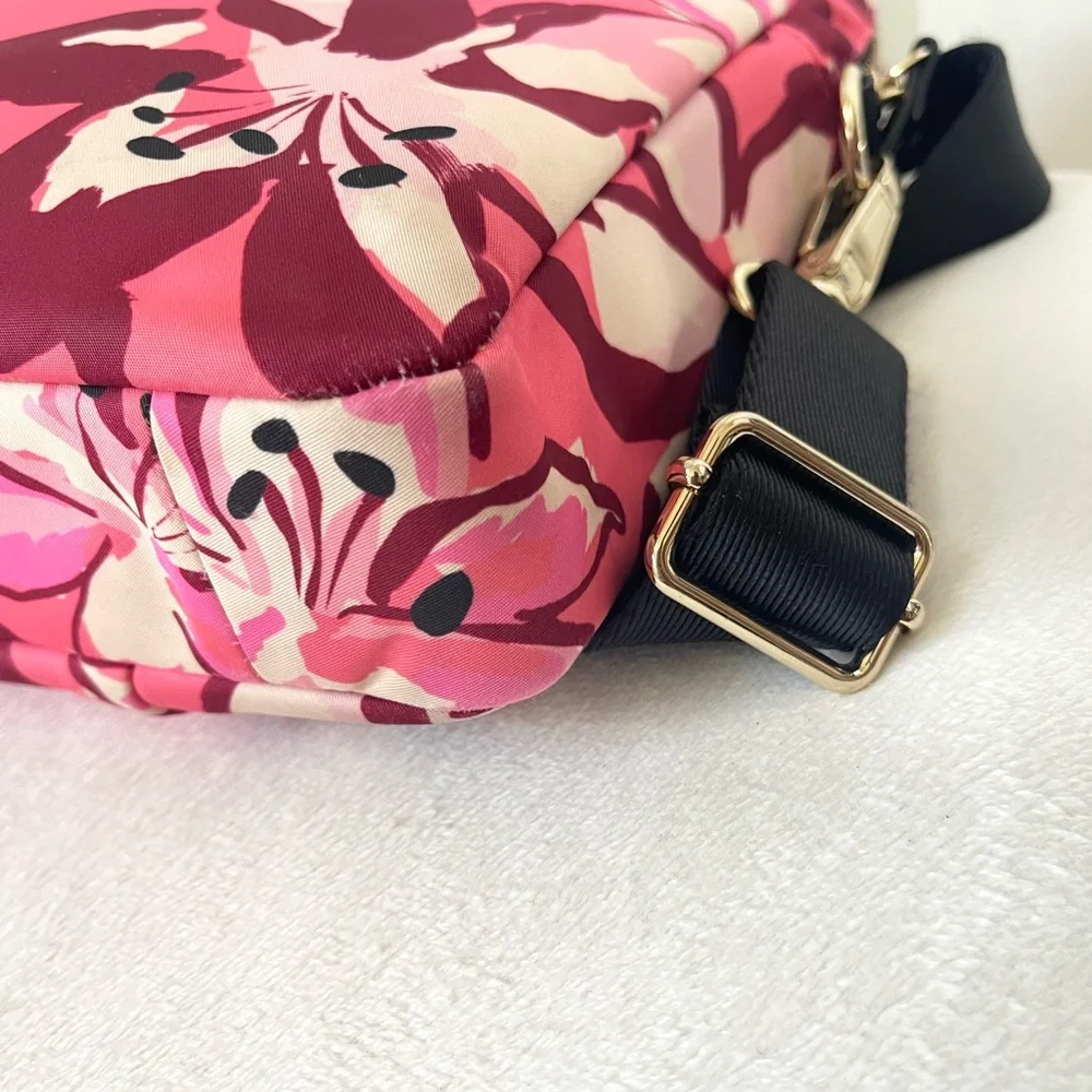 kate spade Pink Floral Laptop Bag with Storybook Lining EUC